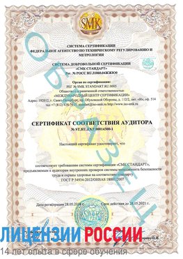 Образец сертификата соответствия аудитора №ST.RU.EXP.00014300-1 Мичуринск Сертификат OHSAS 18001
